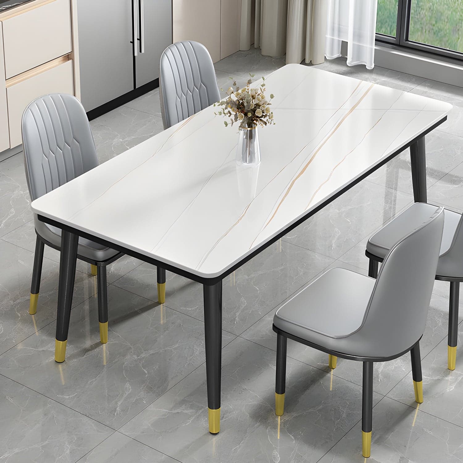 Industrial Standard Rectangle Shape Dining Table Sintered Stone Top Dining Table for Kitchen - image 4