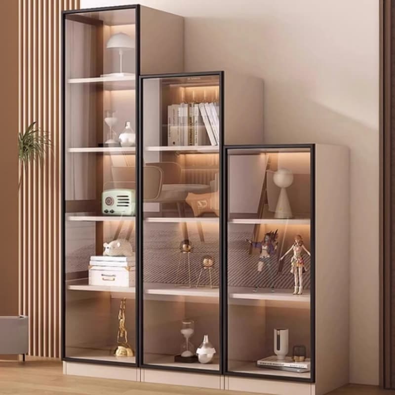 Simple Rectangular Standalone Accent Cabinet with Closet, Laminate Countertop, Glazed Door, and Sand Top - image 3