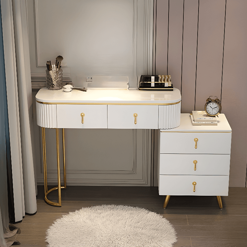 Push-Pull Vanity Set with Storage in a Modern Style, Led, Adjustable Touch Mirror, Blush Chair and Adjustable Brightness Included/Not Included - image 11
