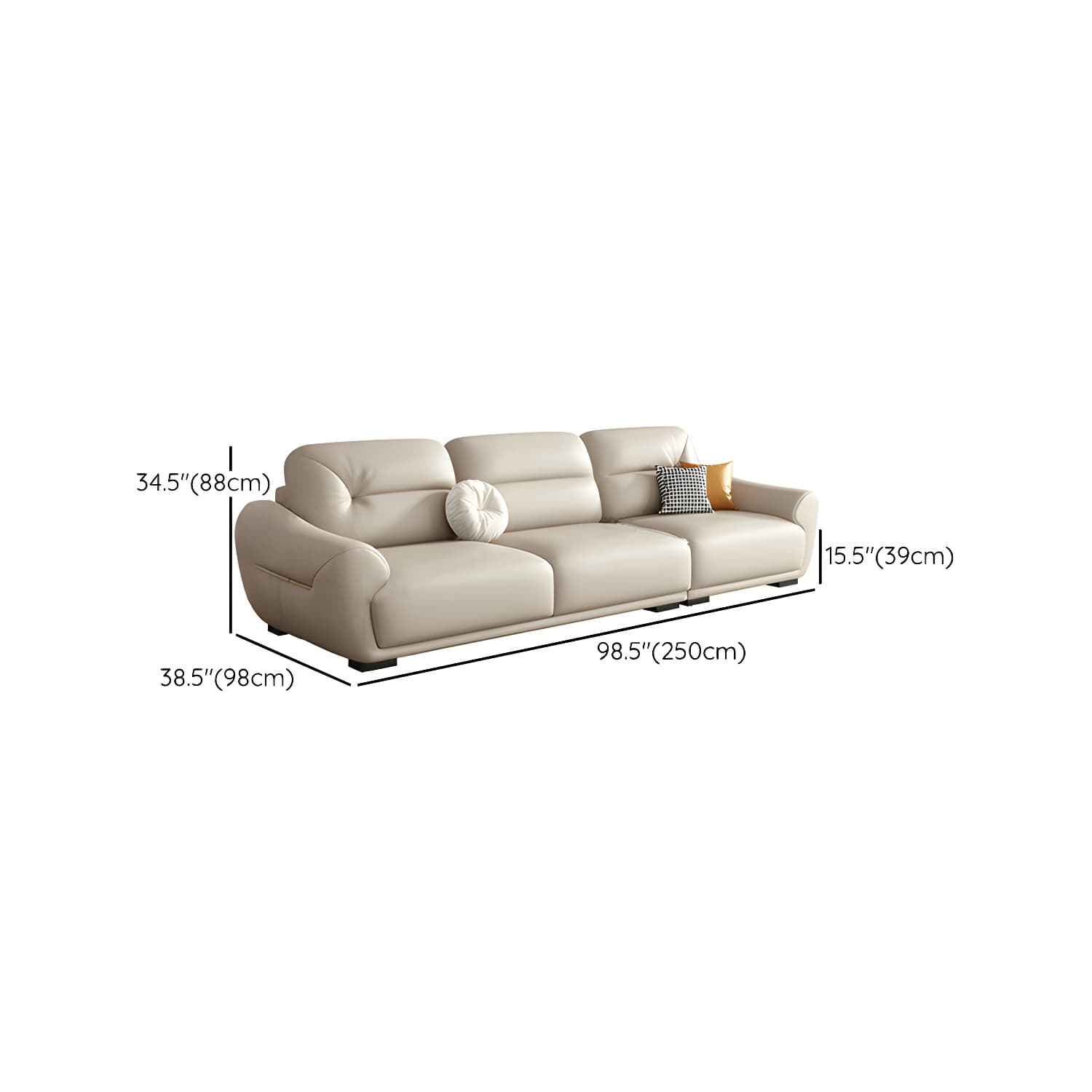 Modern One Arm Genuine Leather Sectional Sofa with Wood Frame - image 15