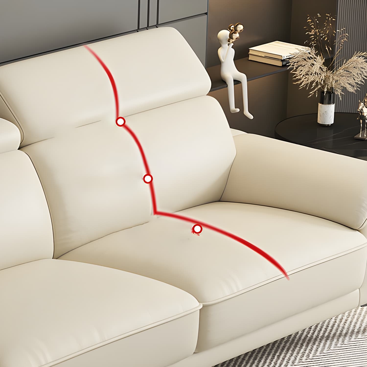 Modern Genuine Leather Sectional Sofa with Pillow Top Arms and Black Legs - image 6