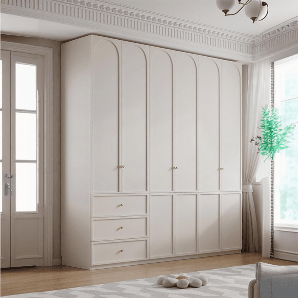 Minimalist Manufactured Wood Independent Almirah with 3-Drawer, Interior Shelves, and Clothing Rod - image 4