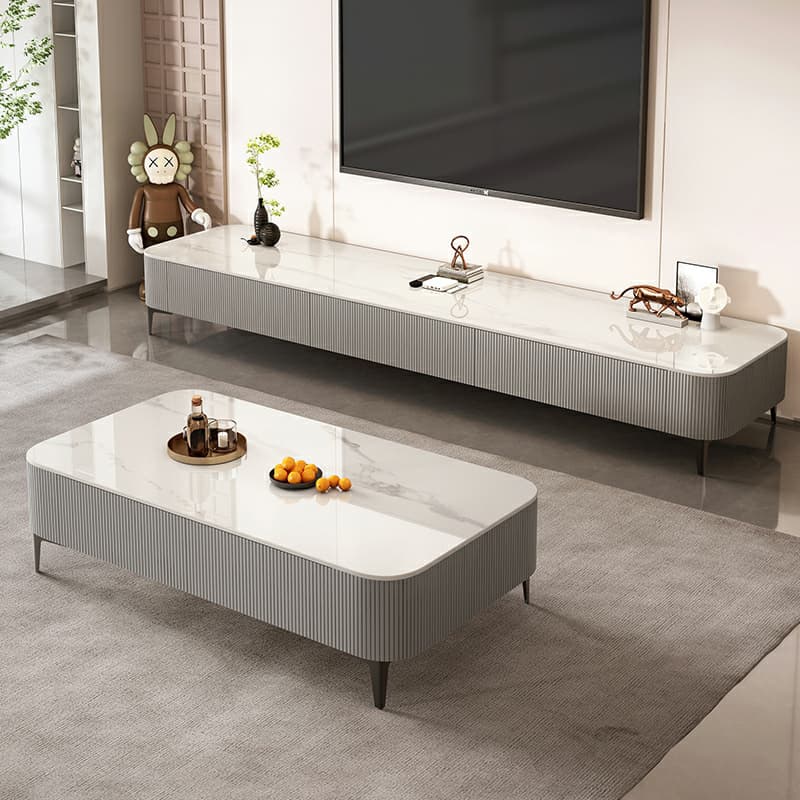Mission Style Single Oblong Stone Coffee Table with 4 Legs for Home - image 6