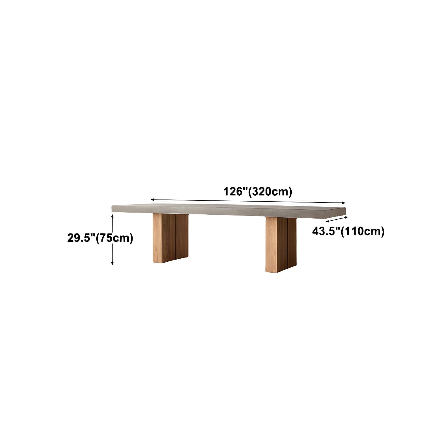 Modern Rectangle Dining table Solid Wood Double Pedestal Table in Grey - image 16