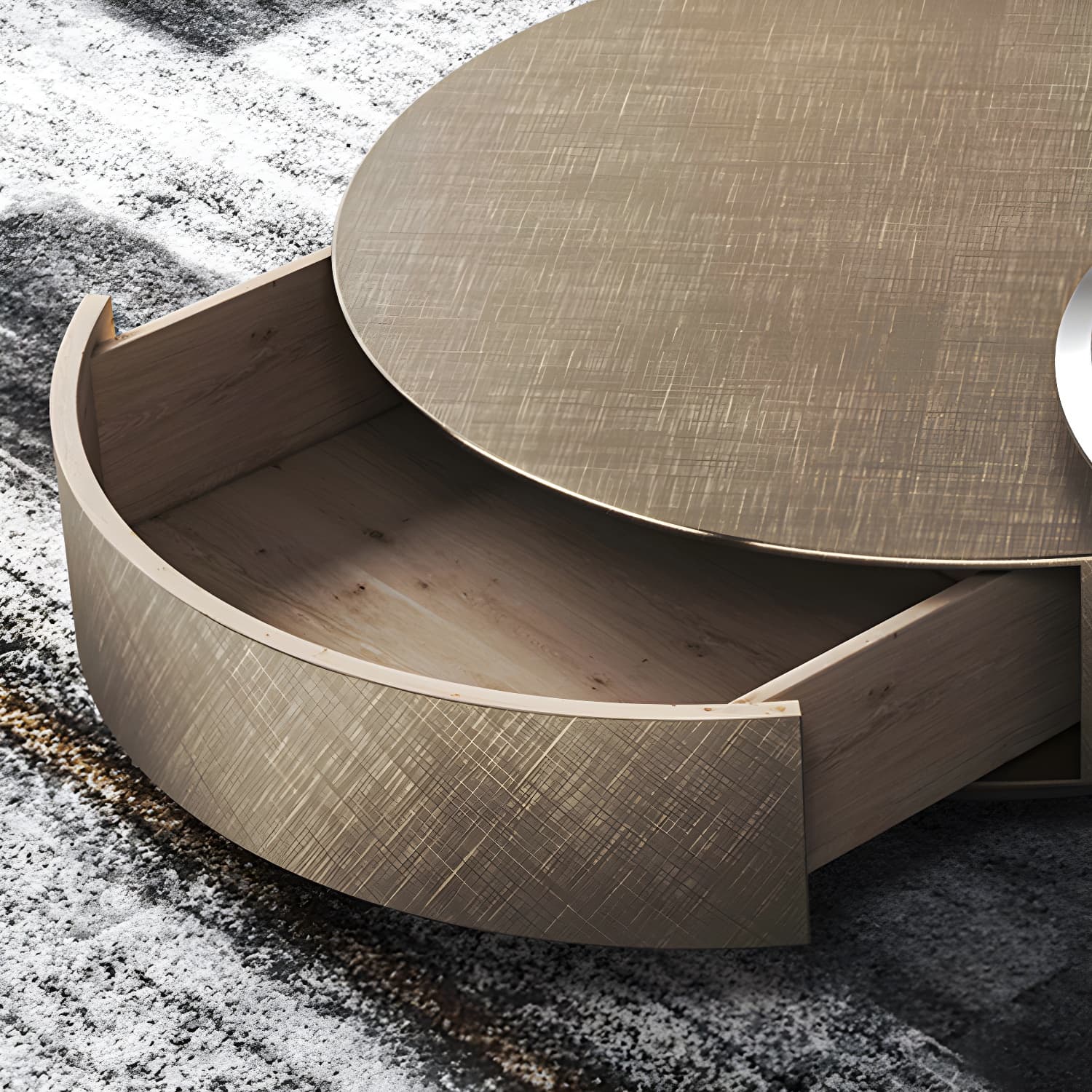 Round Coffee Table Brown Nesting Coffee Table Set for Living Room - image 8