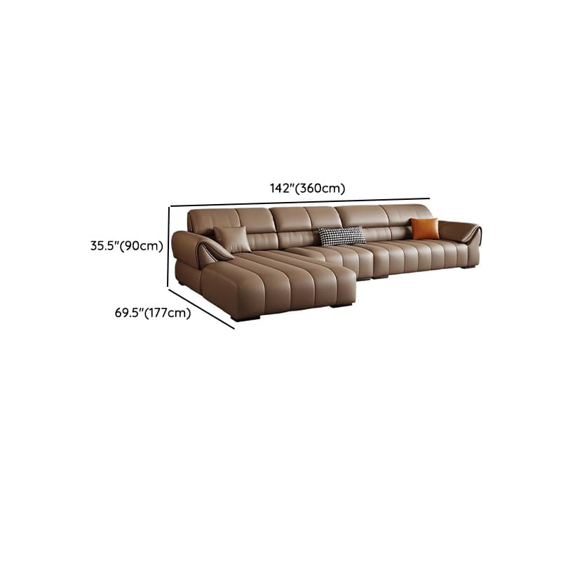 Elegant Light Brown Leather Standard Sofa/Single Sofa/Loveseat with Armrest and 3 Pillows - image 20
