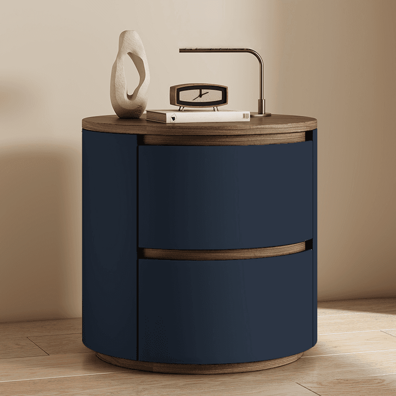 Modish 2 Tiers Drawer Storage Bedside Table with Solid Wood Countertop