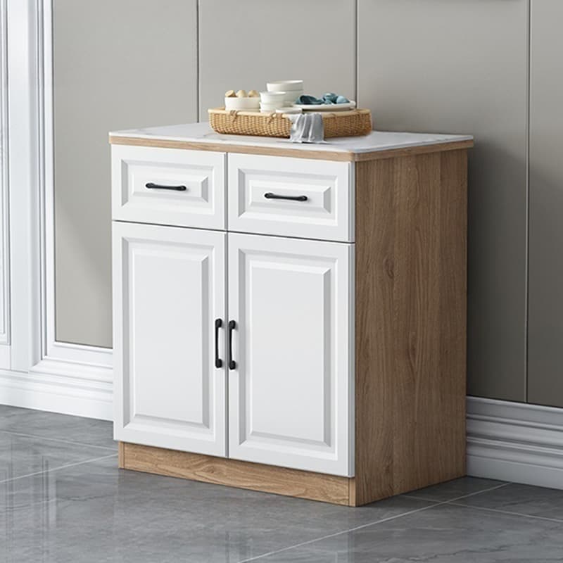 Natural Finish/Light Wood/Ashen Wood Floor Sideboard with Countertop and Kitchen Appliance Storage - image 3
