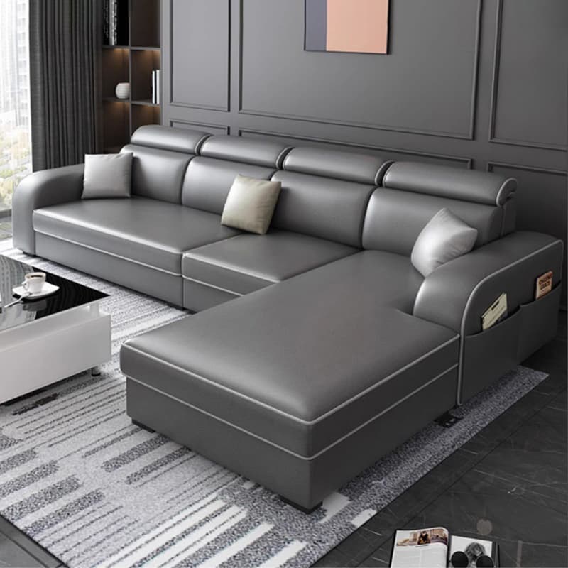 Square Arm Sectional Sofas with Adjustable Pillows and Storage