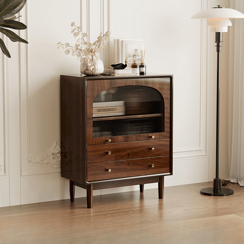 Independent Composite Wood Utility Storage Cabinet with Cabinet, Glass Door, Flexible Shelf, and Cabinet Knobs in Cocoa - image 3