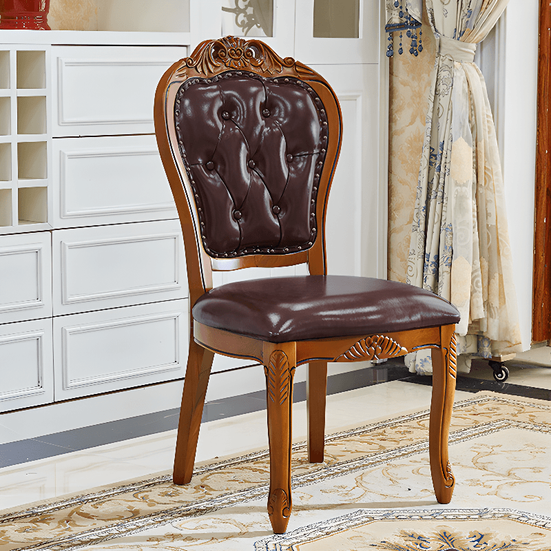 Retro Rectangular Brown Solid Wood Dining Table Set with Four Legs and Fixed Table - image 4