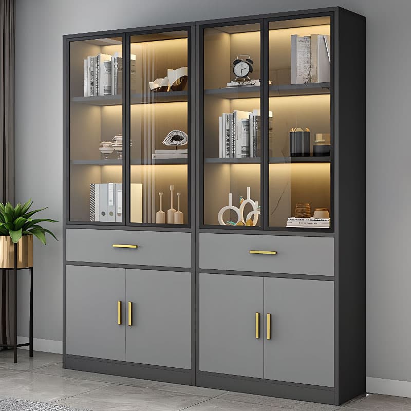 Moisture-proof Scratch-shielded Accent Cabinet with 4 Exterior Shelves, Black Top, Soft Close Drawer, Stain Resistant, and Lighting - image 3