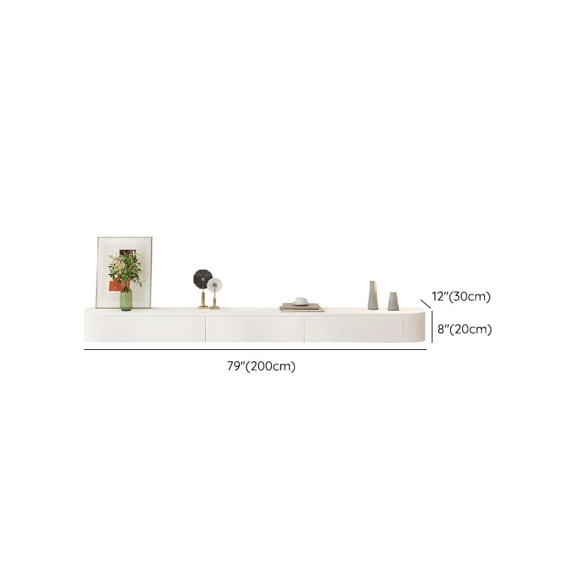 Deco Wall Mounted Wood TV Stand in White with 2 Drawers and 1 Cabinet - image 16
