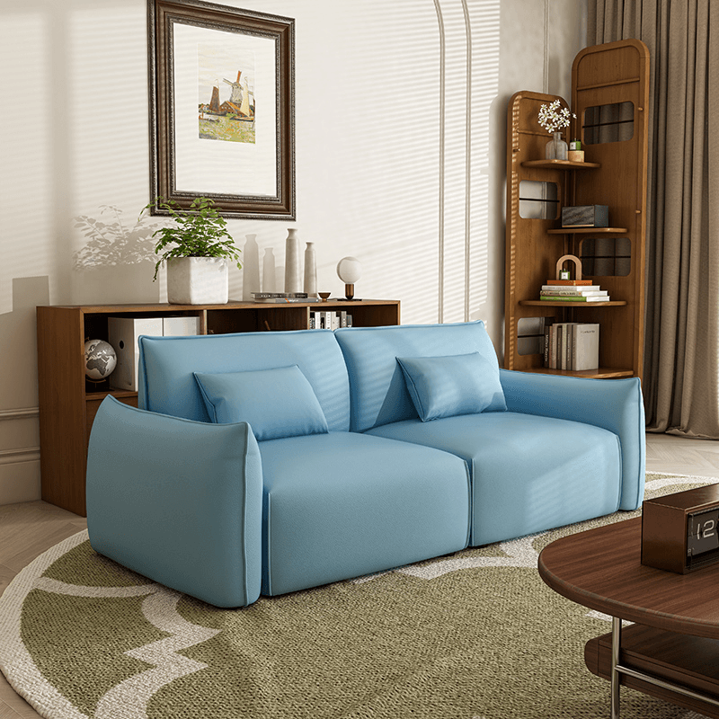 Modish Solid Color Gray/Midnight Black/Chalk Floor Sofa for 3/for 2 with 2 Pillows, Scratch-durable - image 7