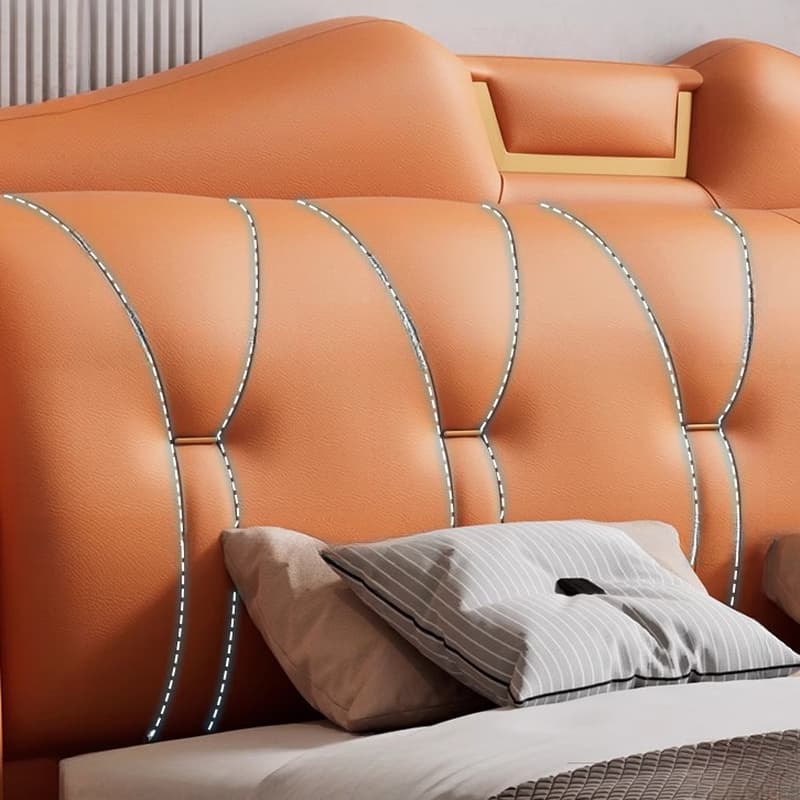 Trendy Wingback Headboard in Natural Wood with No Distressing, Camelback Shape for Queen/Full Bed, Featuring Sponge Upholstery and Standard Height - image 10