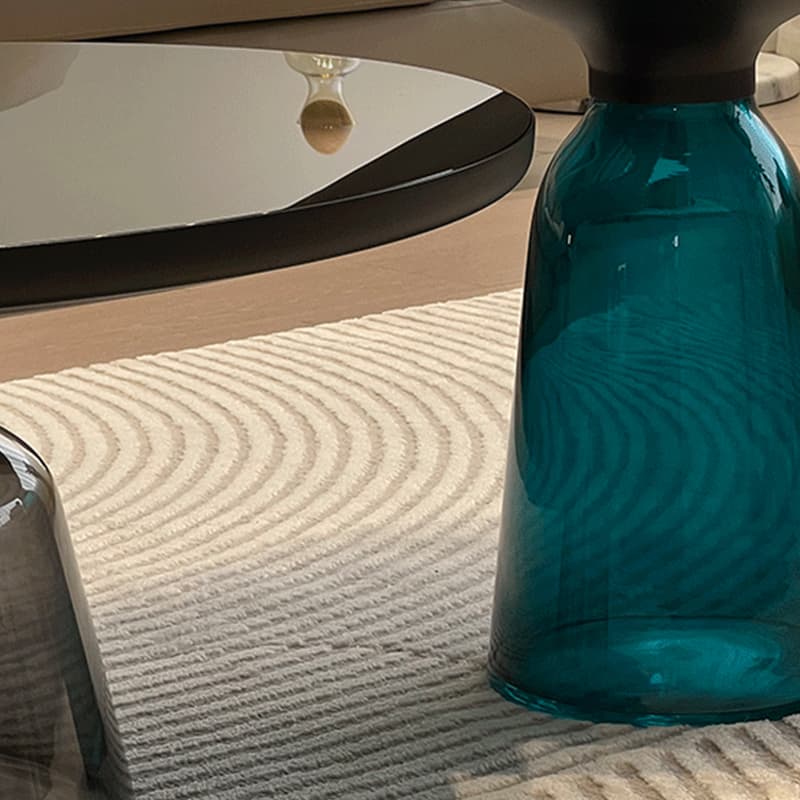 Small Size Modern Round Black Glass Coffee Table - Pedestal Base, Non-Upholstered - image 14