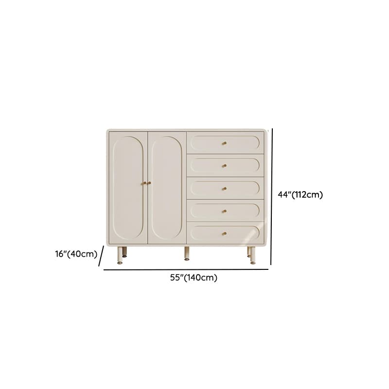 Chalk Casual Composite Wood Combo Dresser with 5 Drawers, Hutch, 3 Interior Shelves, Horizontal/Vertical - image 16