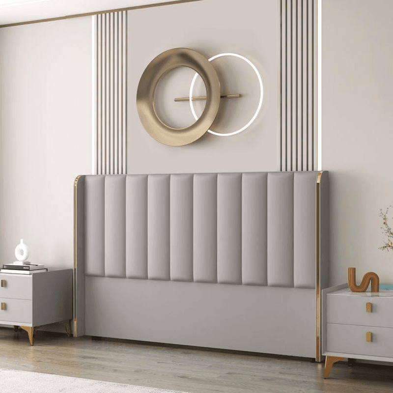 Modish Style Wingback Headboard in Timber with No Distressing, Rectangle Shape for King/Queen/Full Bed, Featuring Sponge Upholstery and Standard Height