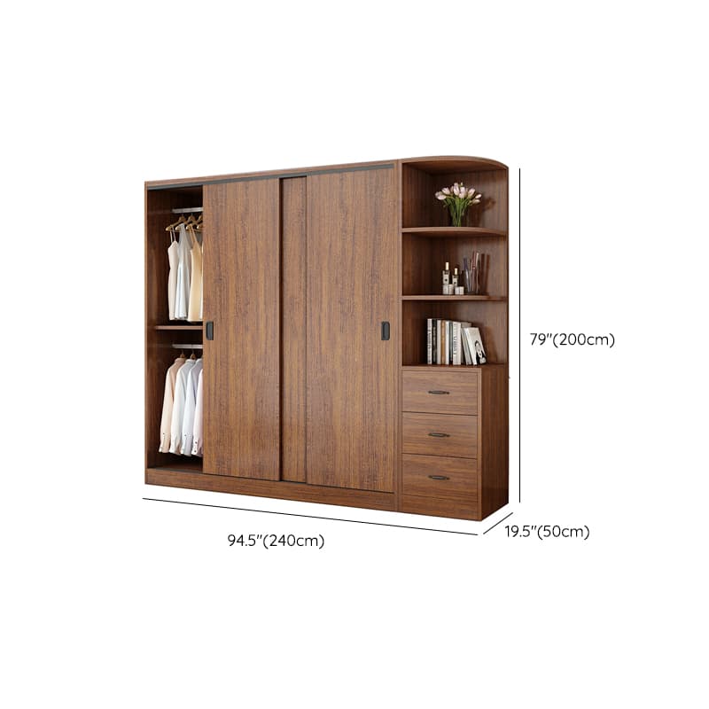 Modern Wooden Wardrobe Armoire with 3 Clothing Rods and Interior Shelves - image 20