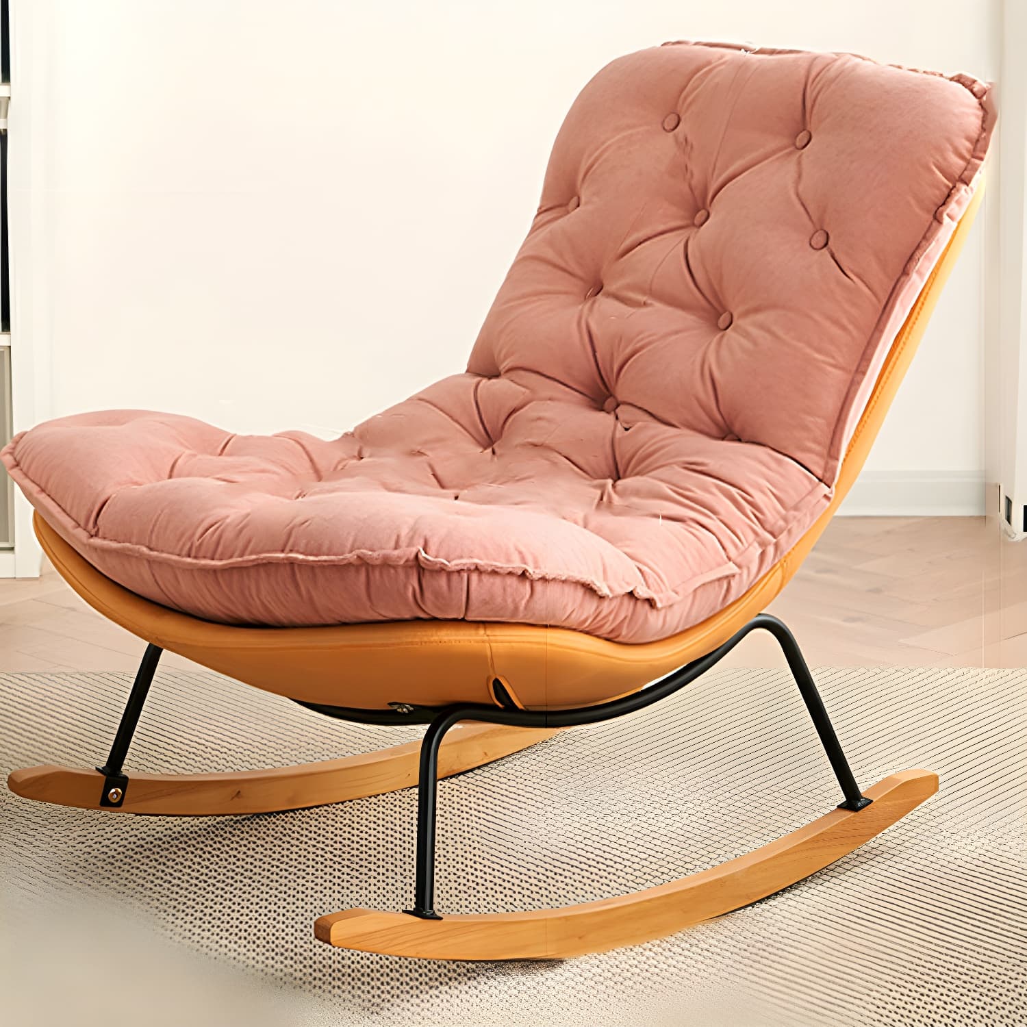 41" Wide Upholstered Button-Tufted Rocking Accent Chair with Legs - image 5