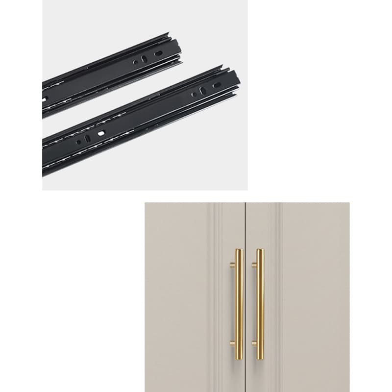 Art Deco Chalk Manufactured Wood Free Standing Interior Shelves Wardrobe with Soft Close Drawer and Hanging Rod - image 11