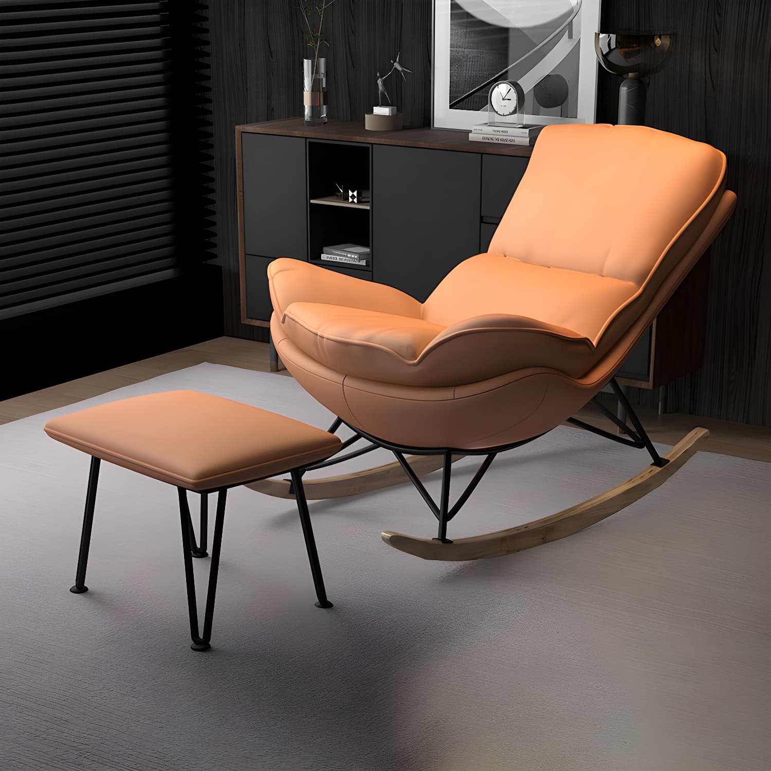 Modern Tufted Cushions Glider Spindle Children Glider with Ottoman - image 4
