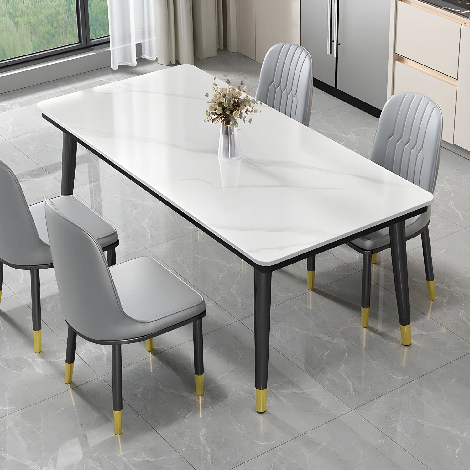 Industrial Standard Rectangle Shape Dining Table Sintered Stone Top Dining Table for Kitchen - image 3