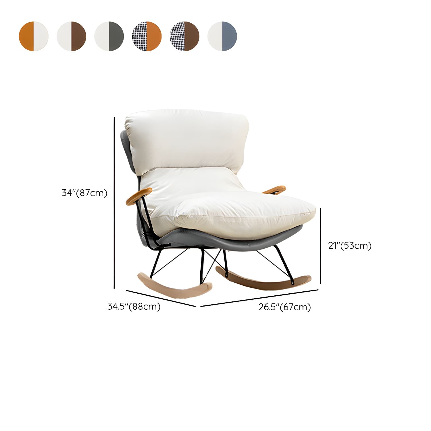 Modern Upholstered Indoor Rocking Chair with Natural Wood Legs and Removable Back Cushion - image 16