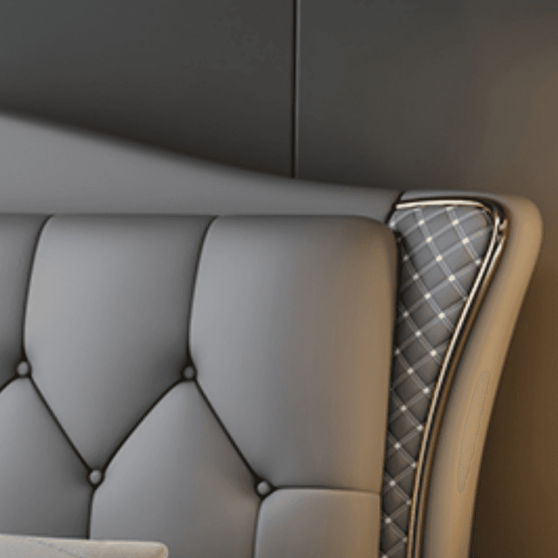 Grey Solid Color Storage Included Wingback Bed for Bedroom - image 6