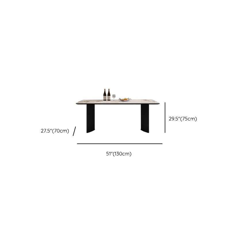 Dining Table Set with Rectangular Slate Stone Top and Two-sided Pedestal, Featuring Padded Chair with Back, 5-piece in White - image 9