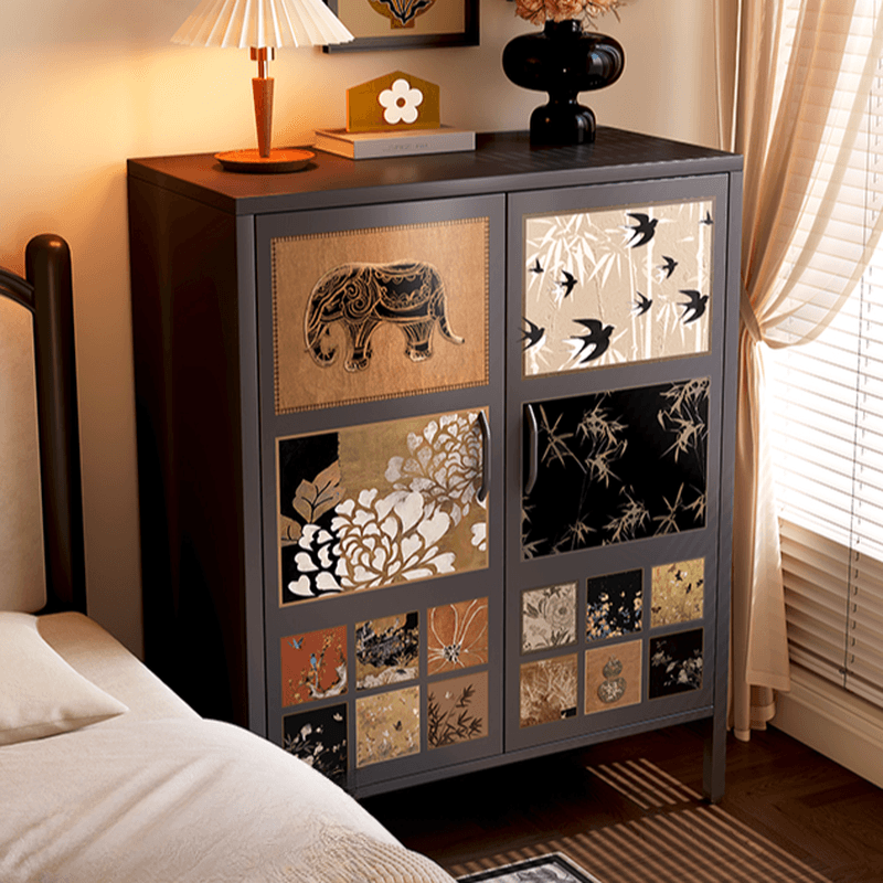 Rectangular Damp-proof Scratch-immune Accent Cabinet with Steel Countertop, Adjustable Shelf, Grip Bars, and Midnight Black Top - image 6