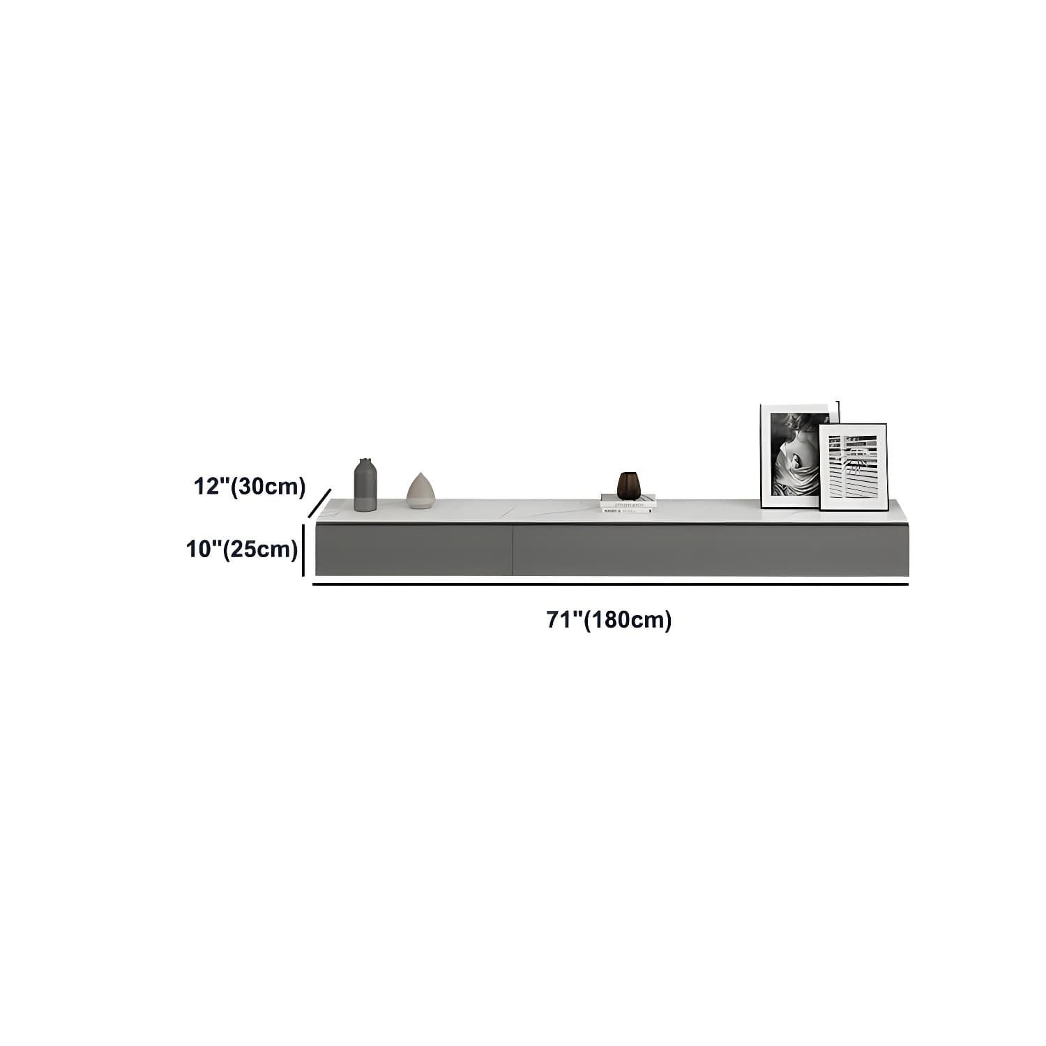 Modern Wall-mounted TV Stand Stone Enclosed Storage TV Cabinet with Drawers - image 12
