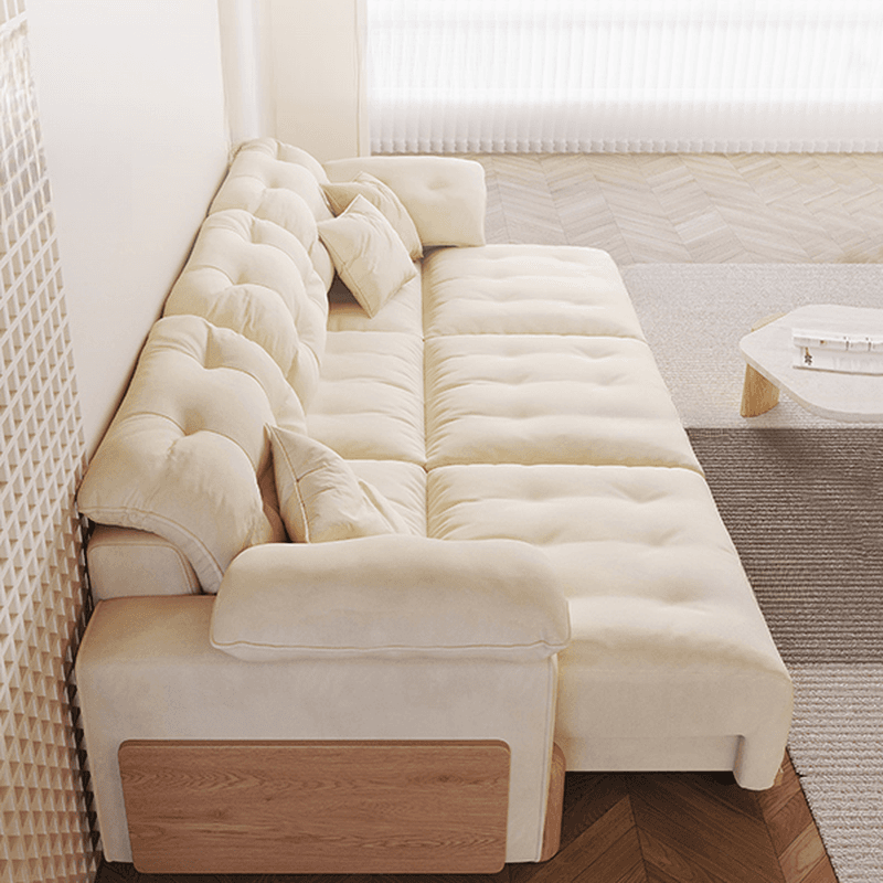 Modish Solid Color Scratch-durable Standard Sofa/Single Sofa in Off-White, Seats 4/2-seater/3 with 2 Pillows