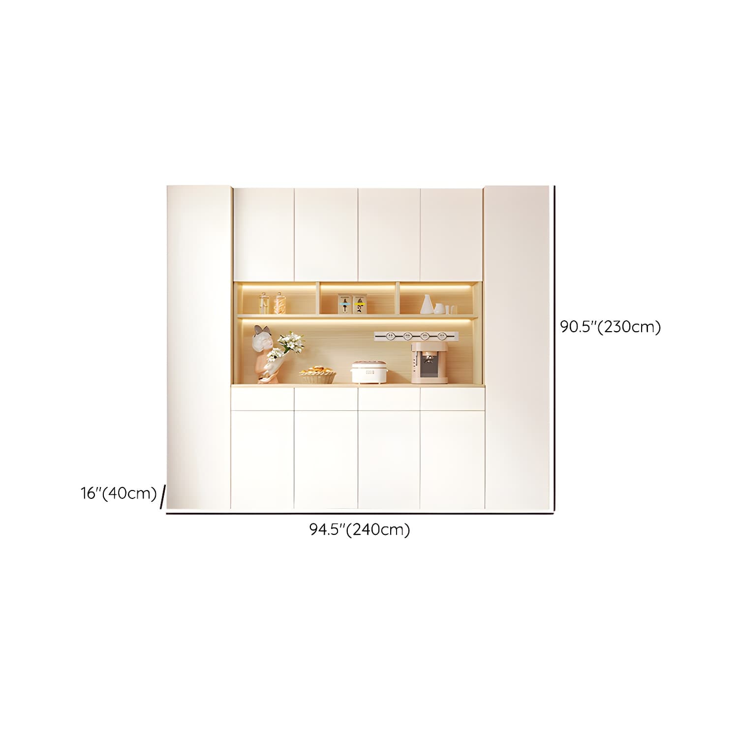Scandinavian White Wood Buffet Sideboard Cabinet with Cabinets and Shelves - image 20