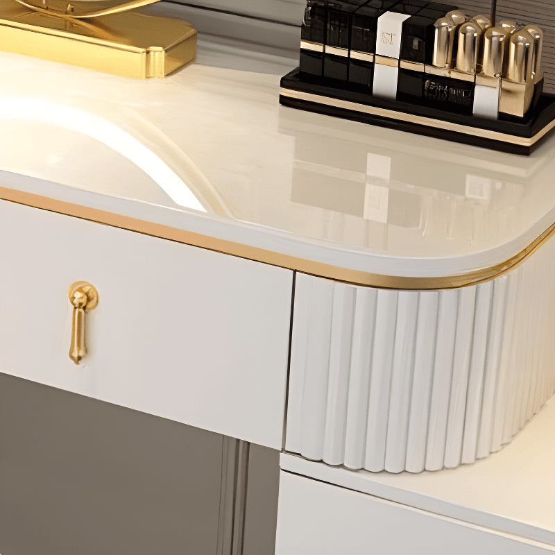 Push-Pull Vanity Set with Storage in a Modern Style, Led, Adjustable Touch Mirror, Blush Chair and Adjustable Brightness Included/Not Included - image 9