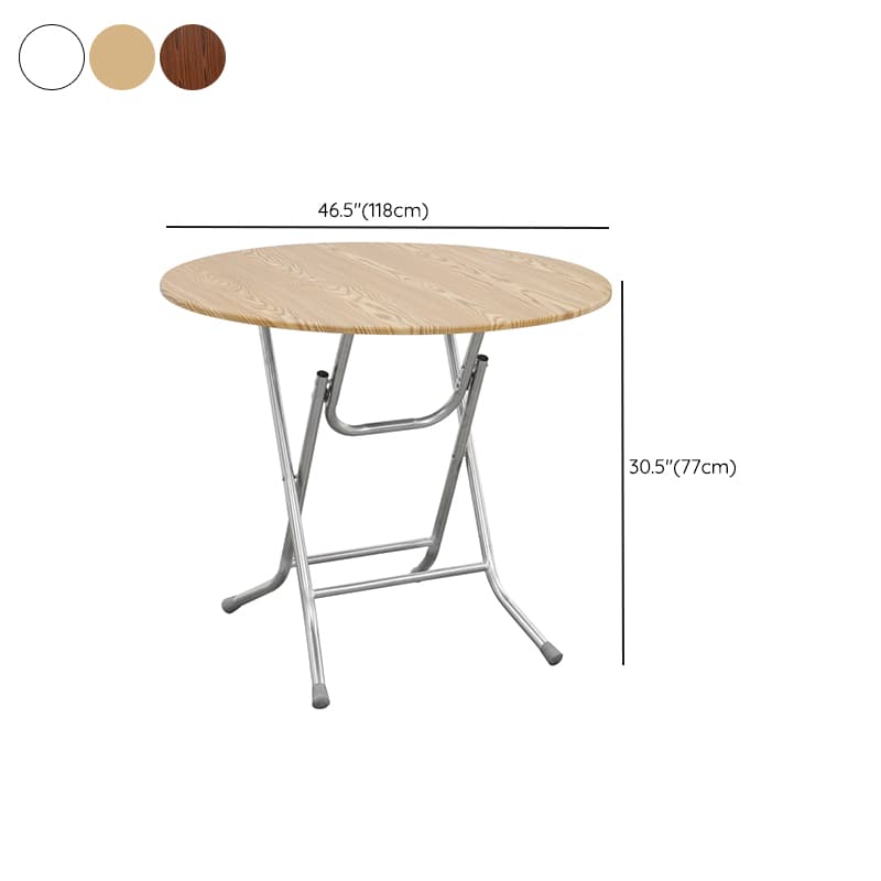 Art Deco Sepia/Natural Color/Cream Rounded Dining Table with Timber Top, Portable and Collapsible for 2 People - image 21