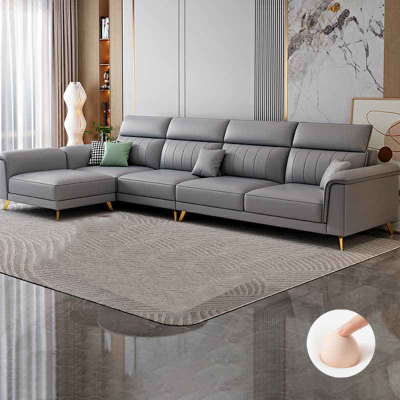 Modern Reversible Sectional with Flared Arm and Stain-Resistant Tech Cloth Upholstery