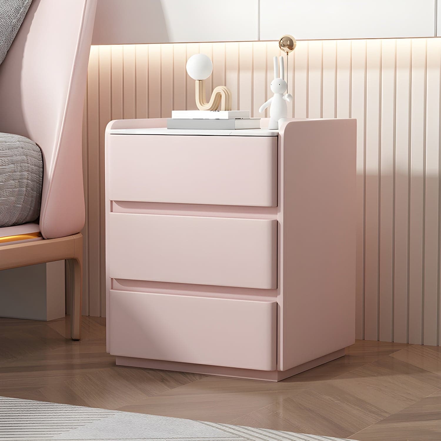 Modern Three Drawers Table Nightstand with Slate Countertop for Bedroom - image 7