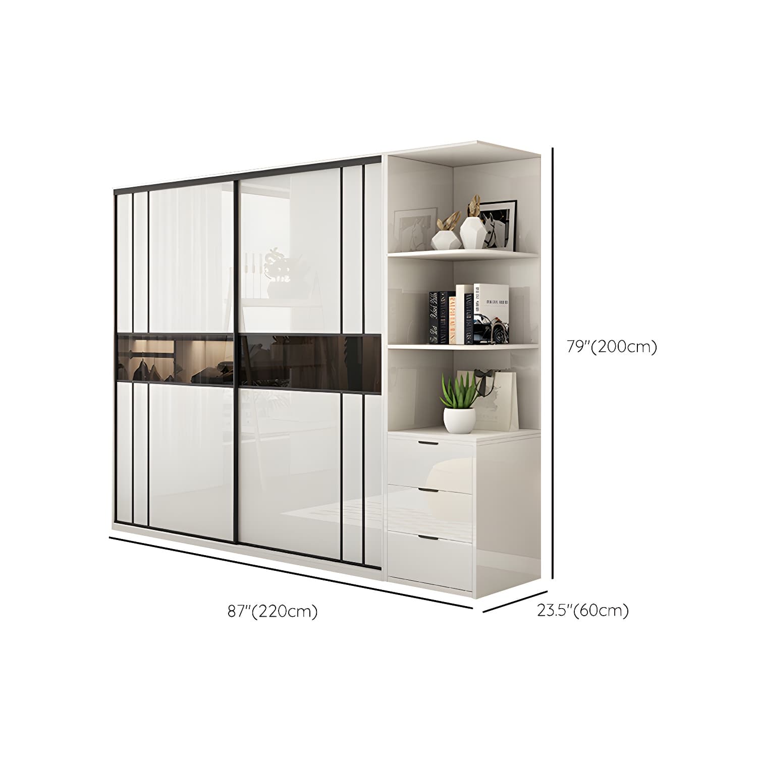 White Colour Wooden Wardrobe Cloth Rod Included Wardrobe Closet with Shelves - image 23