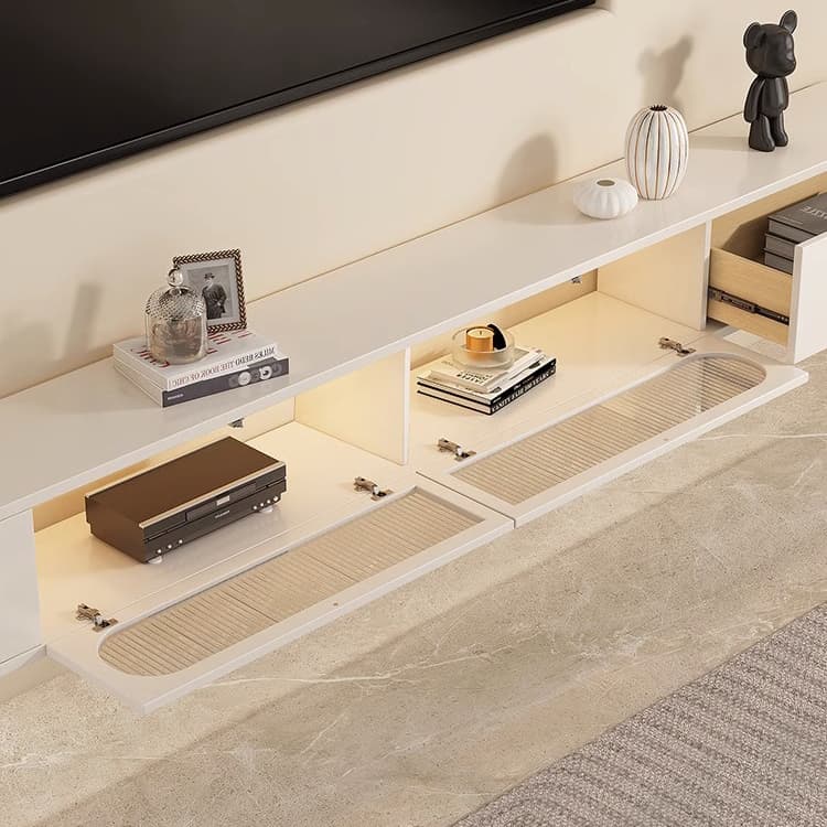 Beige Wood TV Stand with Drawers and Cabinet for Modern Style - image 7