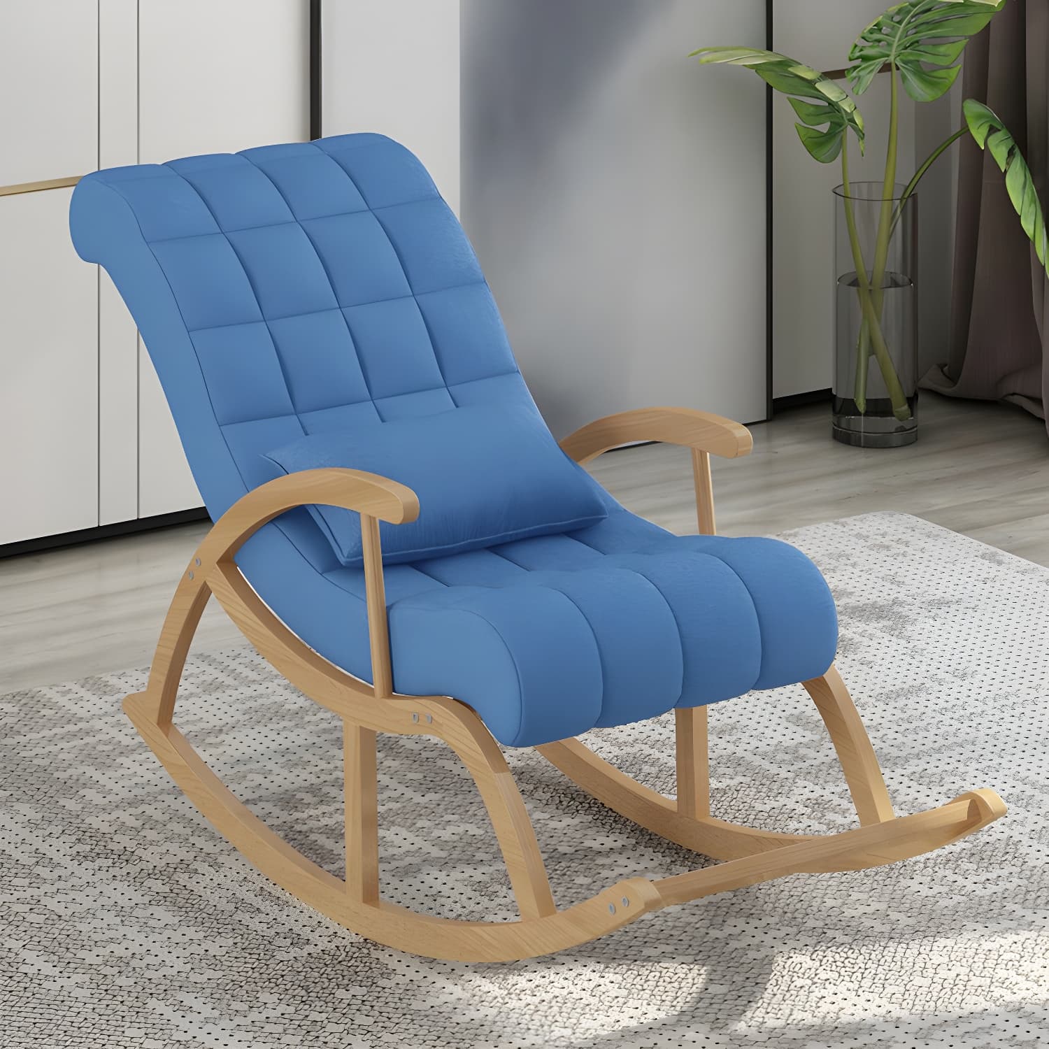 Modern Upholstered Rocking Chair with Track Arms - Comfortable and Stylish Design - image 3