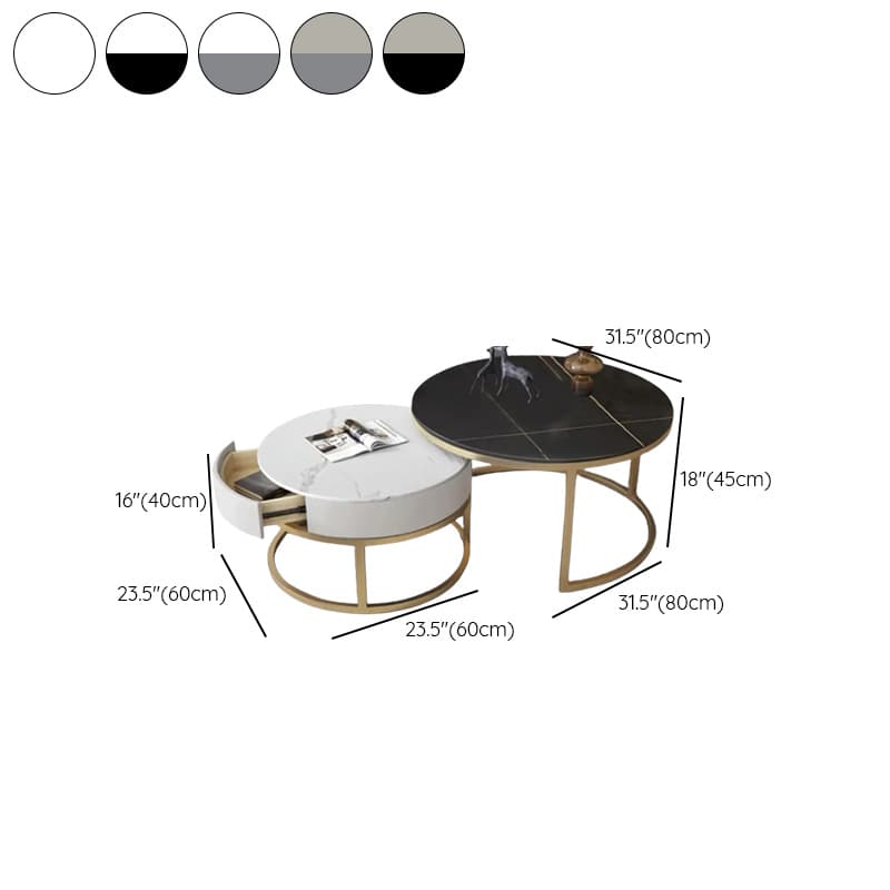 Nested Orbicular Board Game Coffee Table with Framework Base for Foyer Use - image 16