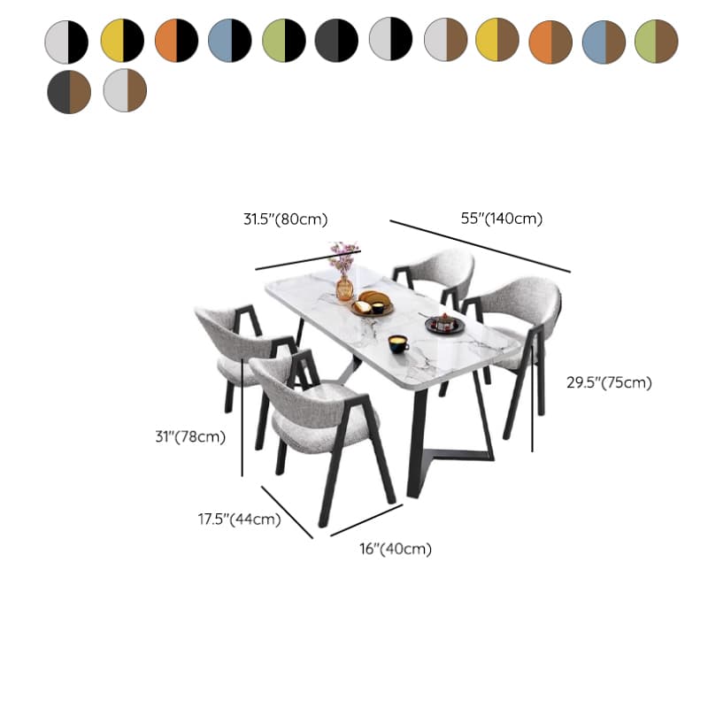 Dining Table Set with Sleighing Recycled Wood Fixed Table and Padded Chair with Back and Armrest, 5-piece - image 16