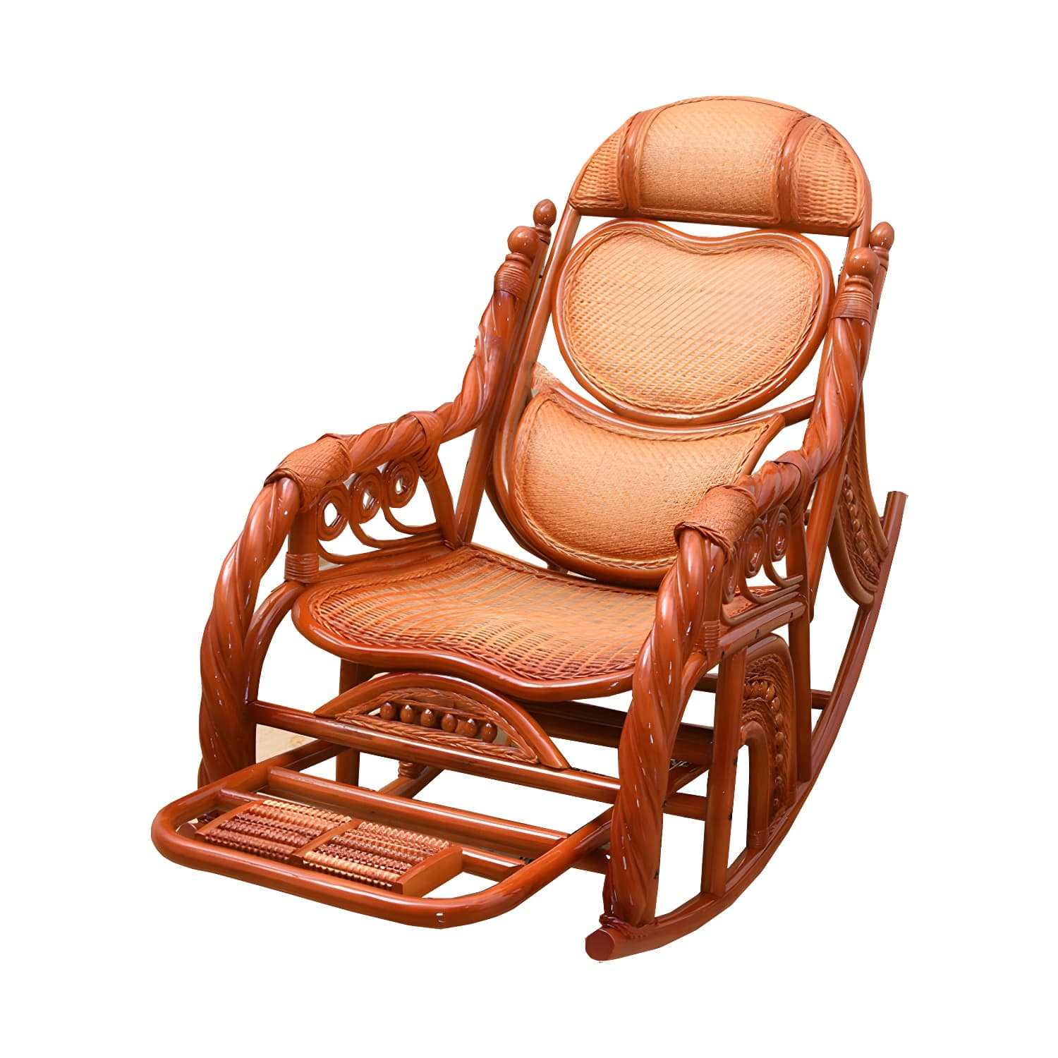 Espresso Rattan Rocking Chair Antique Reclining Rocker Chair 24.4" x 47.2" x 36.2" - image 4