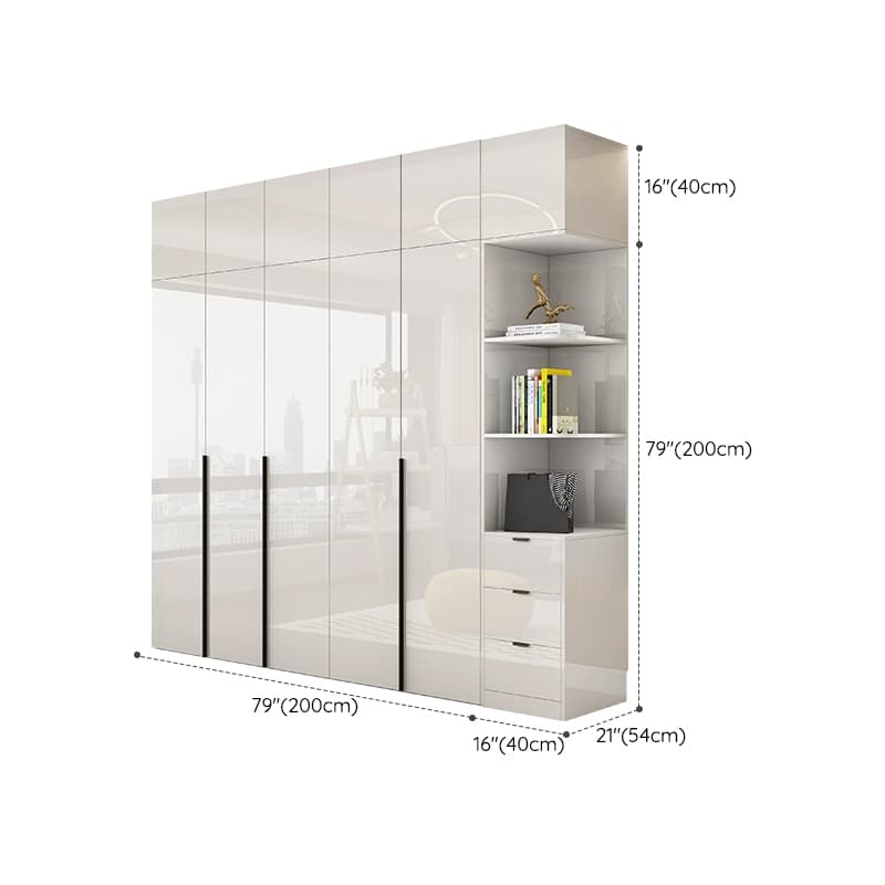 Solid Wood White Wardrobe Armoire with Drawers, Clothing Rod, and Shelves - image 33