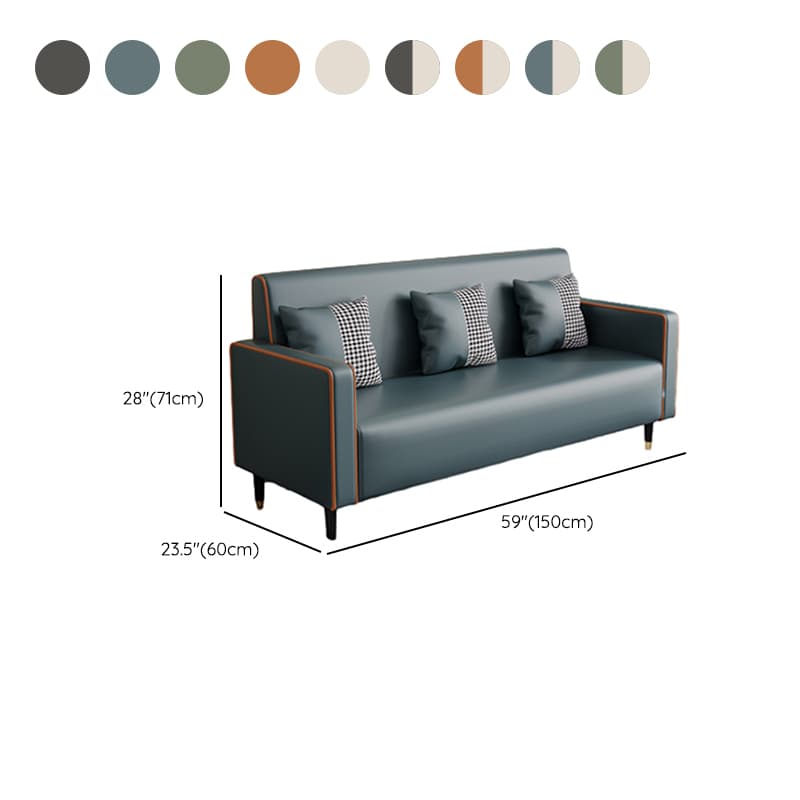 Casual Solid Color Water Resistant Sofa Couch in Grey/Cream/Citrus Color for 3 Person with Square Arm and 3 Pillows - image 21