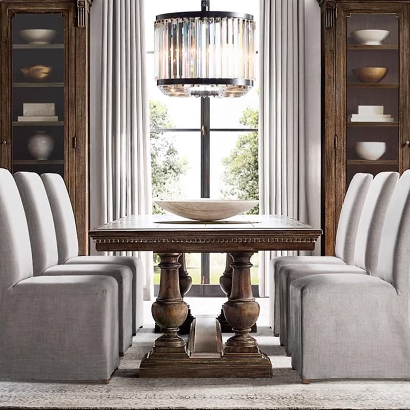 French Country Rectangle Wood Dining Table with Trestle Base, Full Assembly Needed - image 5