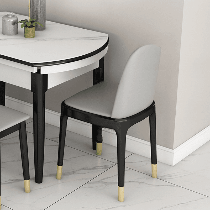 Minimalist Slate Dining Table Set with 4 Legs, Enclosed Back, Padded Chair, and Dove Grey/White Table Top - image 7
