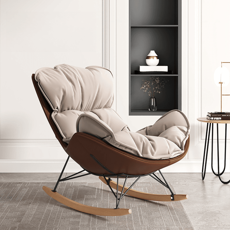 Stationary Rocking Chair with Flared Arm and Rear Support - image 6