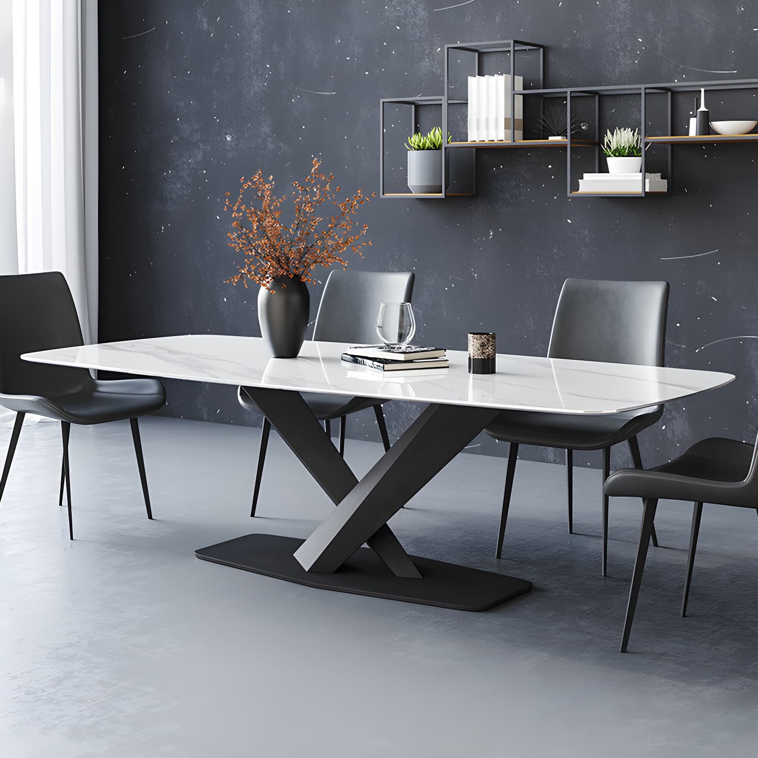Contemporary Dining Room Dining Table Set with Sintered Stone Top